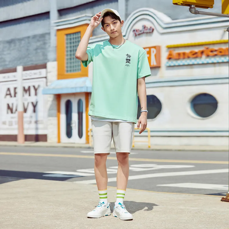 Erke No Double Master Sports Life Collection T-Shirt Men's Oat Green-2