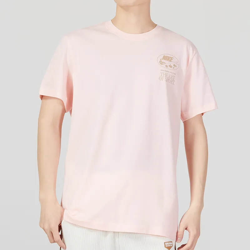 Nike Drop Shoulder Sleeve T-Shirt Men's Pink-1