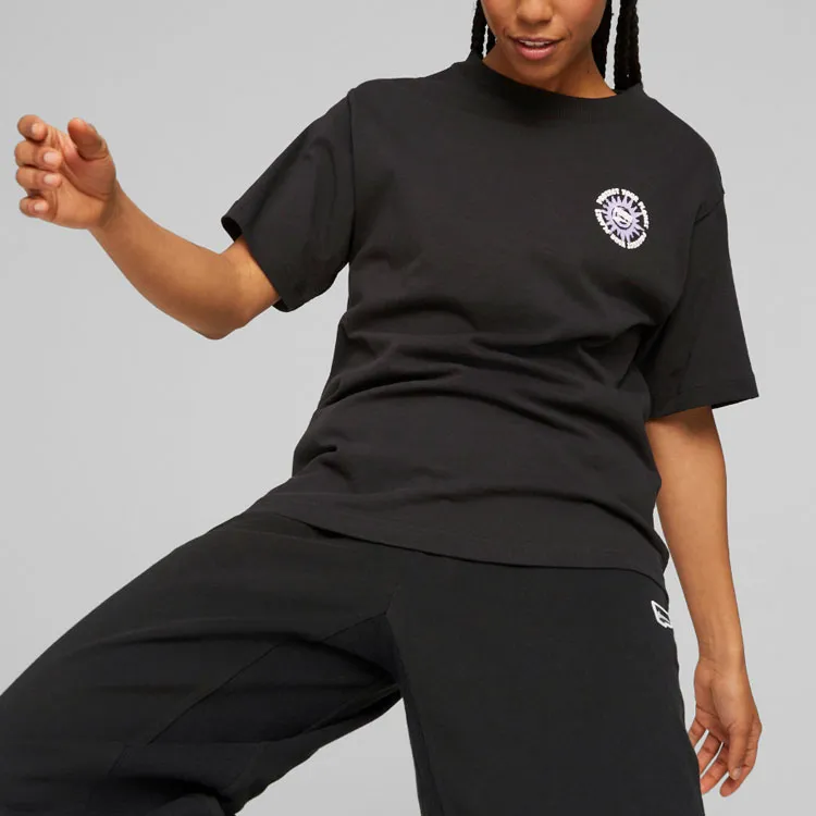 PUMA DOWNTOWN Drop Shoulder Sleeve T Shirt Women's Black-3