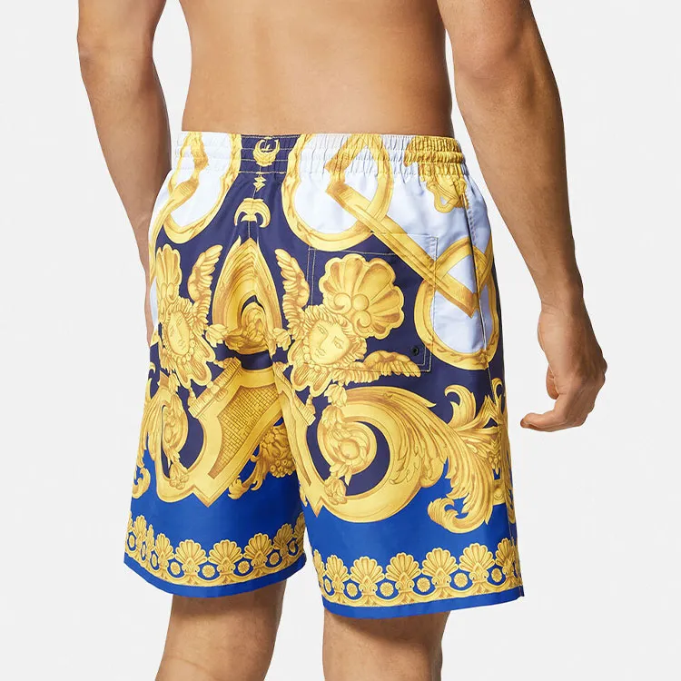 VERSACE Baroque Pattern Drawstring Swim Shorts-4