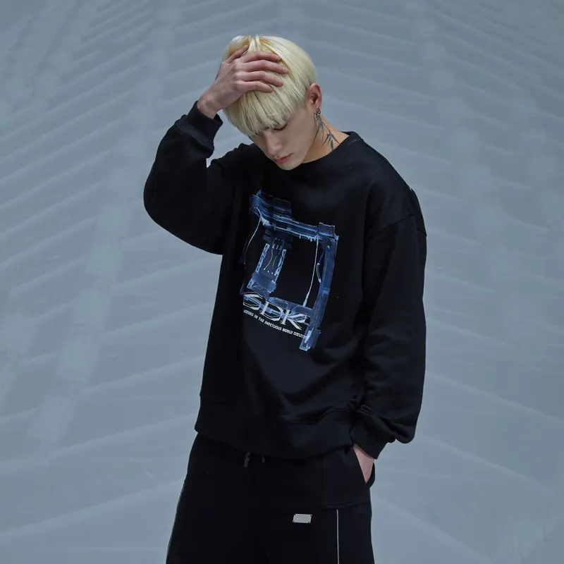 ENSHADOWER Crew Neck Loose Fit Sweatshirt Unisex Black-4