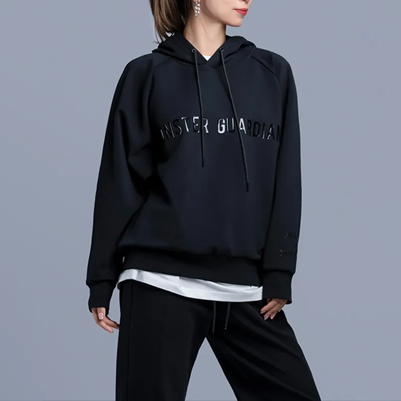 Monster Guardians Hooded Loose Fit Regular Sweatshirt Women's Phantom Black-3