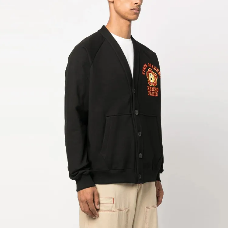 KENZO Logo Embroidered V Neck Buttoned Jacket-3
