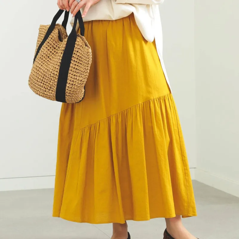 Beams Casual Long Skirts Women's Mustard-2