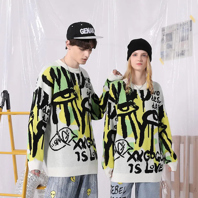 Loose Fit Sweater Unisex White Yellow-2