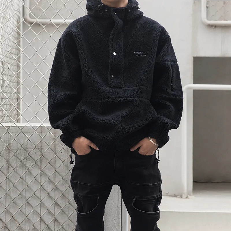 P.M.W Hooded Loose Fit Sweatshirt Men's Black-3