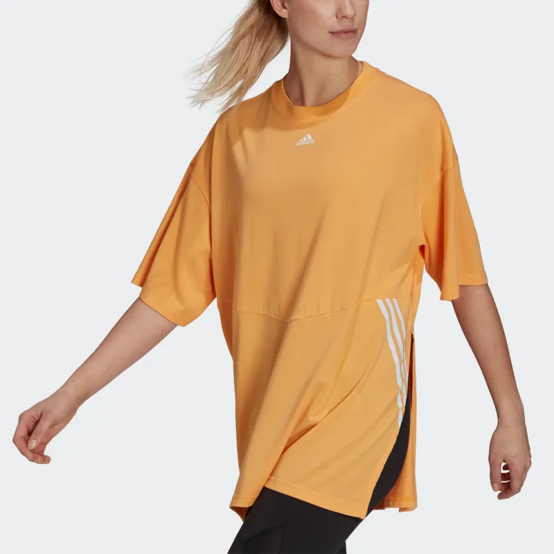 Adidas Drop Shoulder Sleeve T Shirt Women's Orange-3