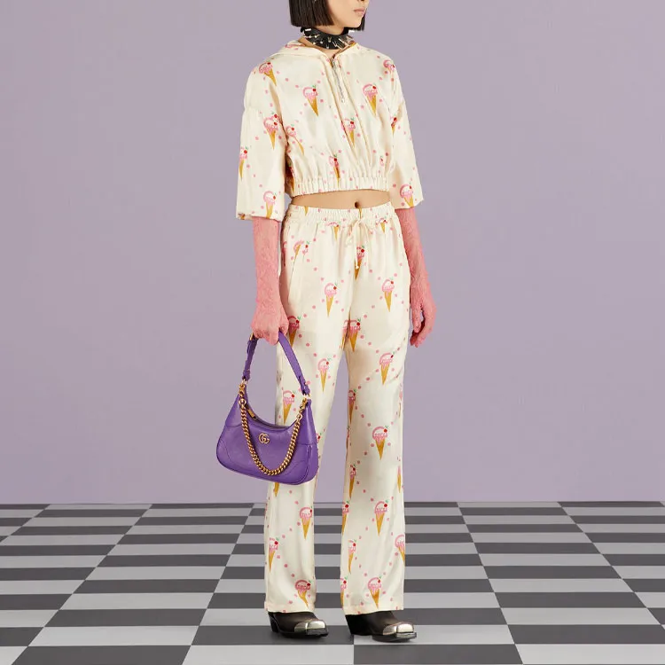 GUCCI Ice cream Print Satin Trousers-1