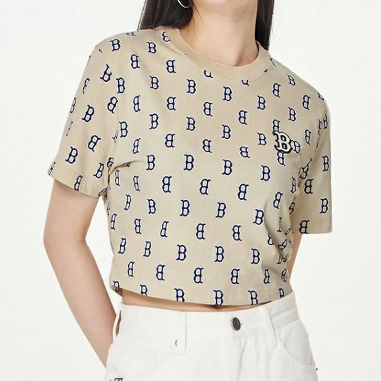 MLB Los Angeles Dodgers Crop Tops Women's Light Beige-3