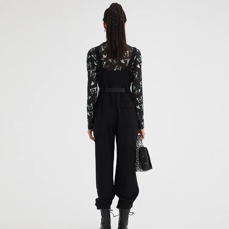 LOFT SHINE Overalls Women's Black-1