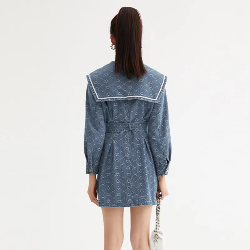 LOFT SHINE Long-Sleeved Dresses Women's Denim Blue-2