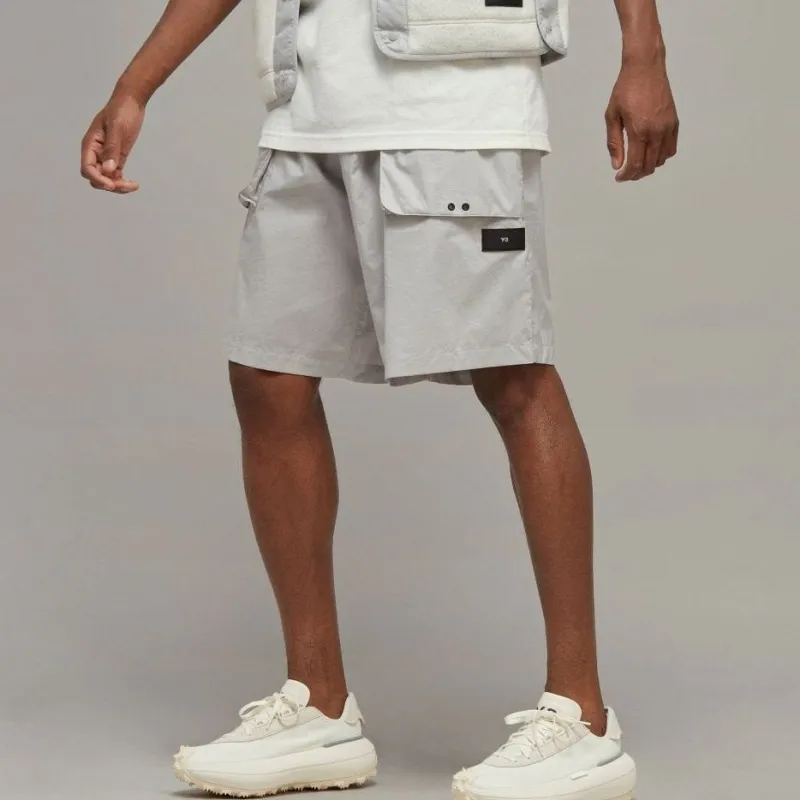 Y 3 Casual Shorts Men Silver-3