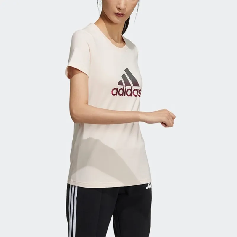 Adidas Set in Sleeve T Shirt Women's Pink Tin-2