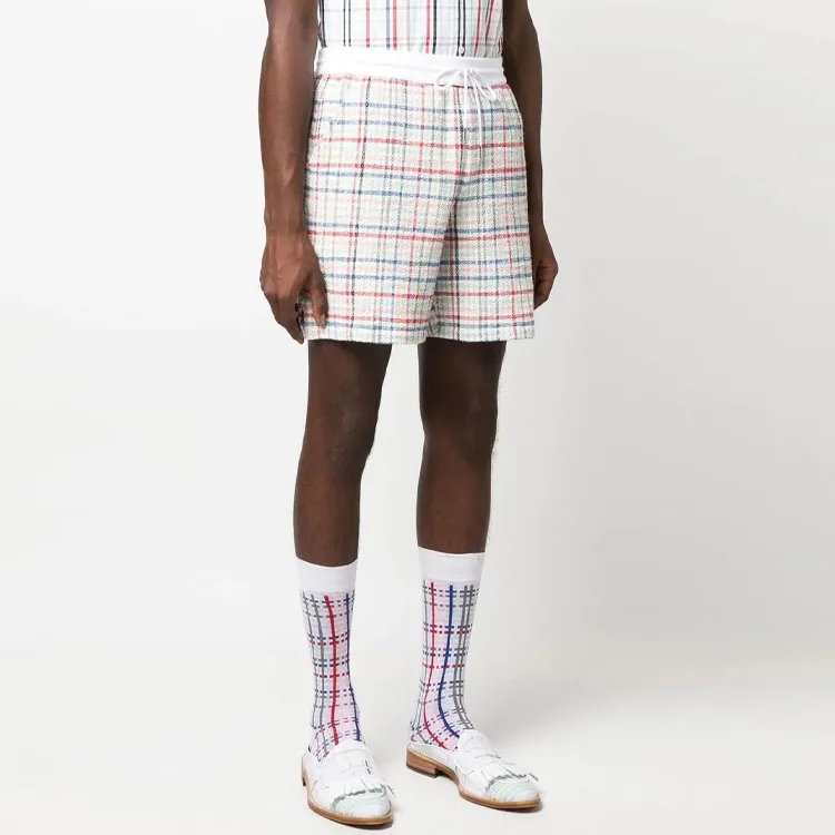 THOM BROWNE Gingham Check Drawstring Tweed Shorts-3