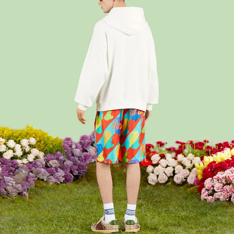 GUCCI Rabit Printed Silk Twill Shorts-2