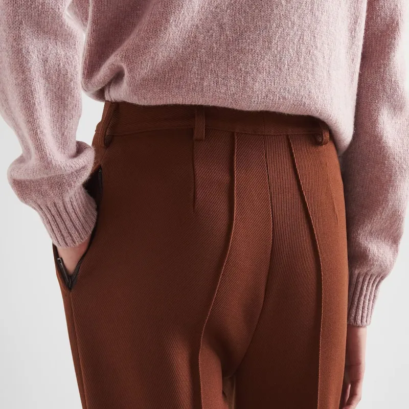 PRADA High Waist Tapered Leg Trousers-6