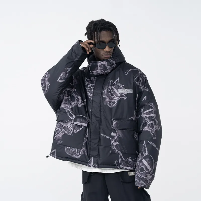 HARSH AND CRUEL Puffer Jackets Unisex Black-5