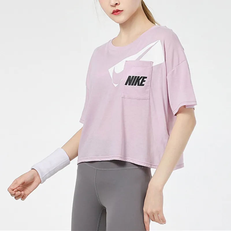 Nike Crop Tops Women's Pink-4