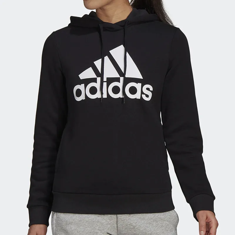 Adidas Essentials Logo Fleece Hoodie Black/White-1