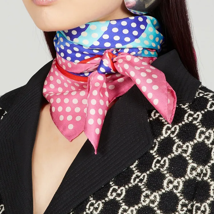 GUCCI Silk Scarves Women's Purple/Pink-3