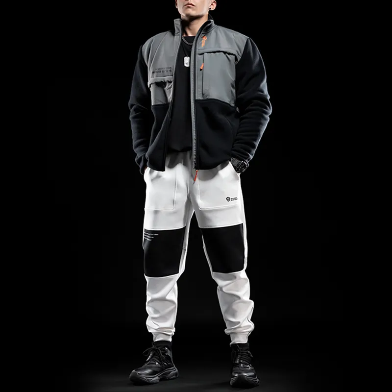 Monster Guardians Loose Fit Jacket Men's Black Gray Patchwork-1