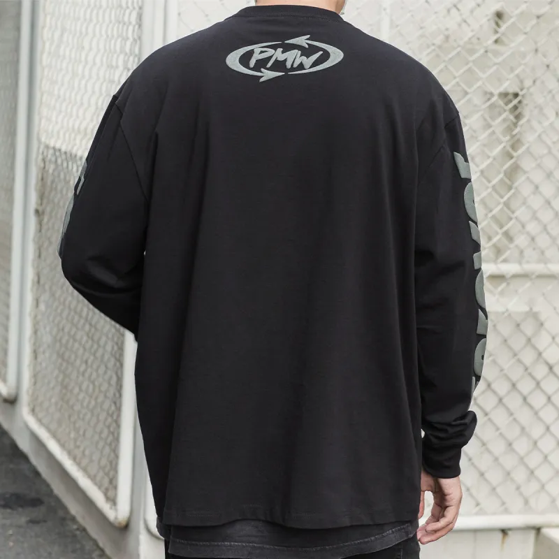 P.M.W Straight Long Sleeved T Shirt Men's Black-3