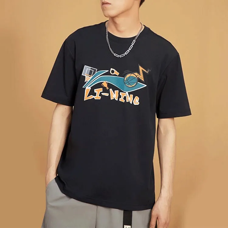 LiNing Basketball Collection T Shirt Men's Black-2