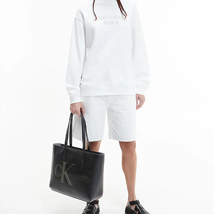CK/Calvin Klein Polyurethane Tote Bag Shopping Bag Handbag Regular Women's Black-6