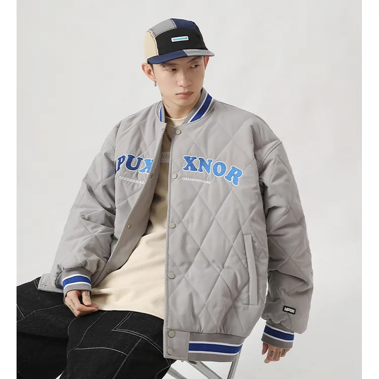 MPUX Baseball Collar Loose Fit Puffer Jacket Unisex-15