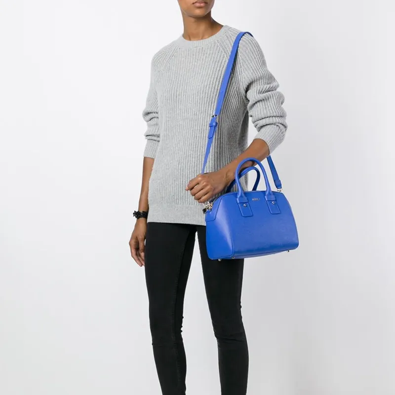 Furla Allegra Leather One Shoulder Handbag Women's Blue-2