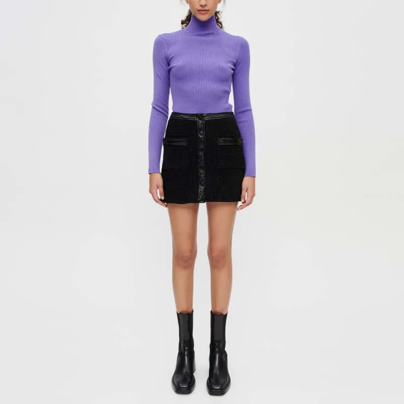 Maje Leather Short Skirts Women's Black-1