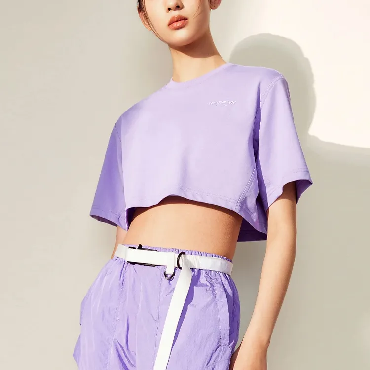 LINING CF Tracing Crop Tops Women's Light Blue Purple-2