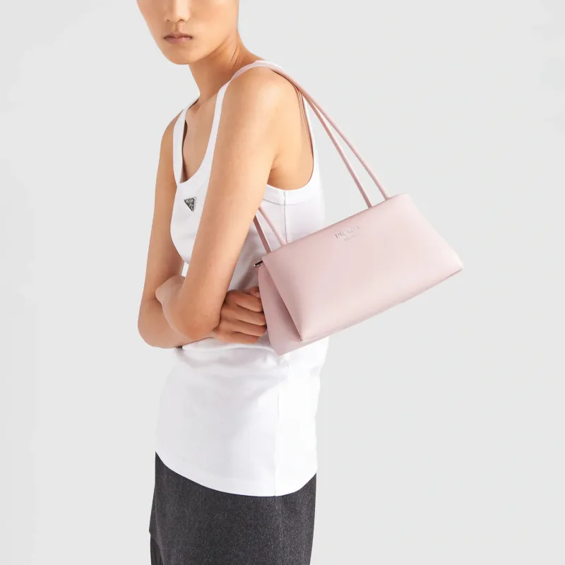 PRADA Hobo Leather Tote Bag Shopping Bag Shoulder Bag Handbag Small Size Women's Pink-3
