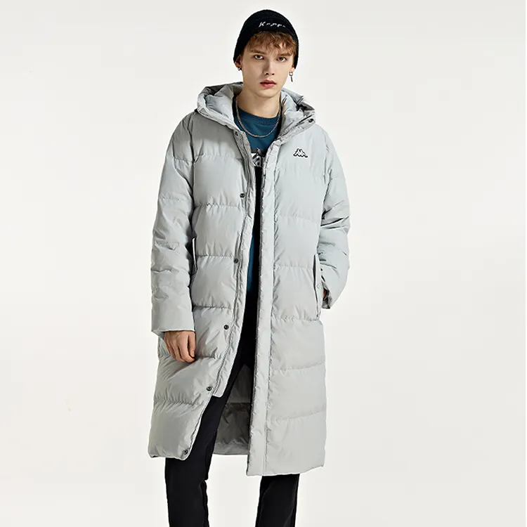 Kappa Solid Color Hooded Long Down Jacket Men's-2