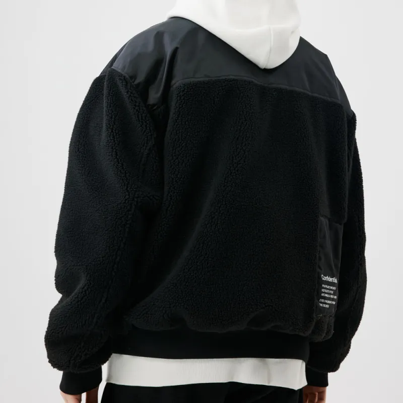 FPA Letter Solid Color Baseball Collar Loose Fit Moderate Puffer Jacket Unisex-11