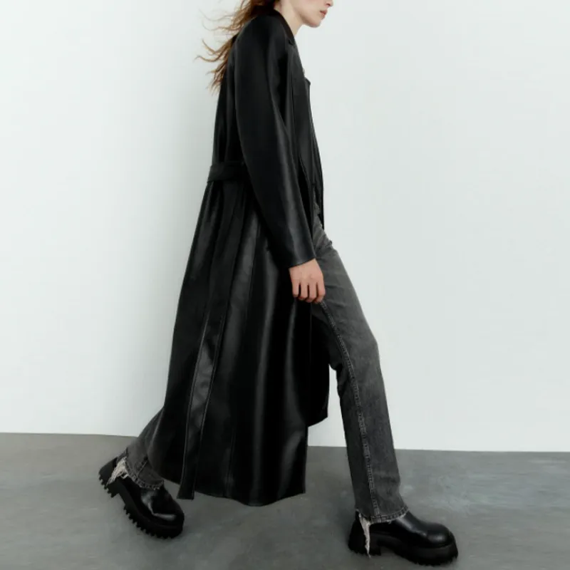 ZARA Trench Coats Women's Black-4