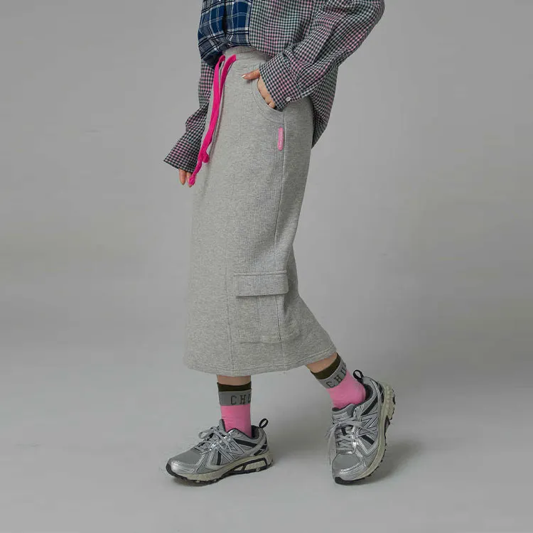 CHUU Casual Long Skirts Women's Gray-4