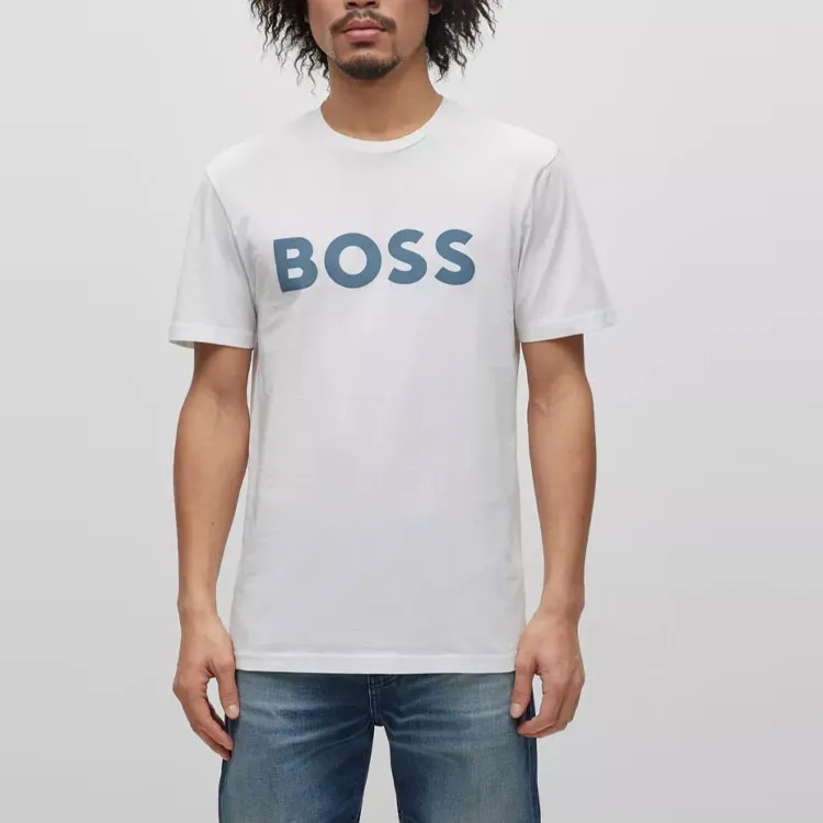 HUGO BOSS T Shirts Men Blue With White Lettering-3