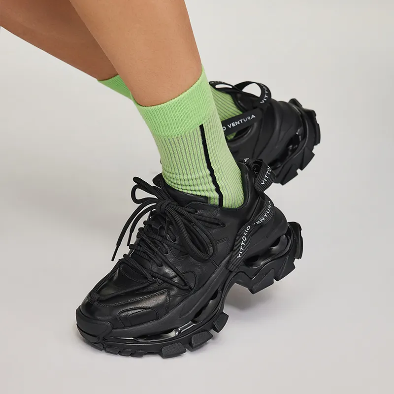 VITTORIO VENTURA Low Top Chunky Sneakers Women's Black-7