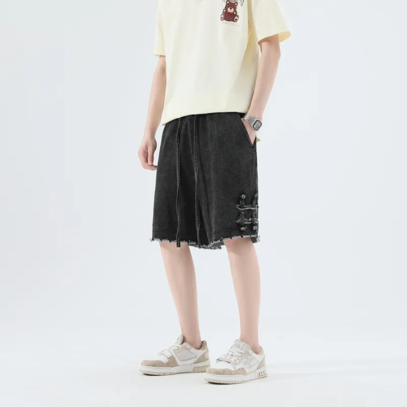 BEENTRILL Denim Shorts Unisex Black-4