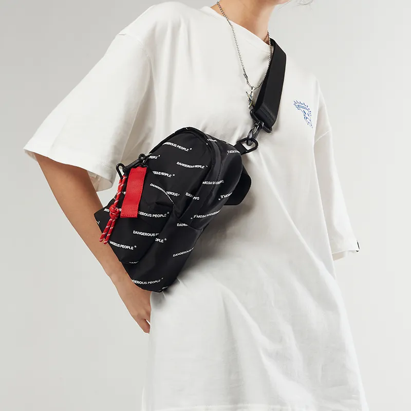 DANGEROUSPEOPLE Polyester Shoulder Bag Crossbody Bag Handbag Sling Bag Regular Unisex Black/White-1