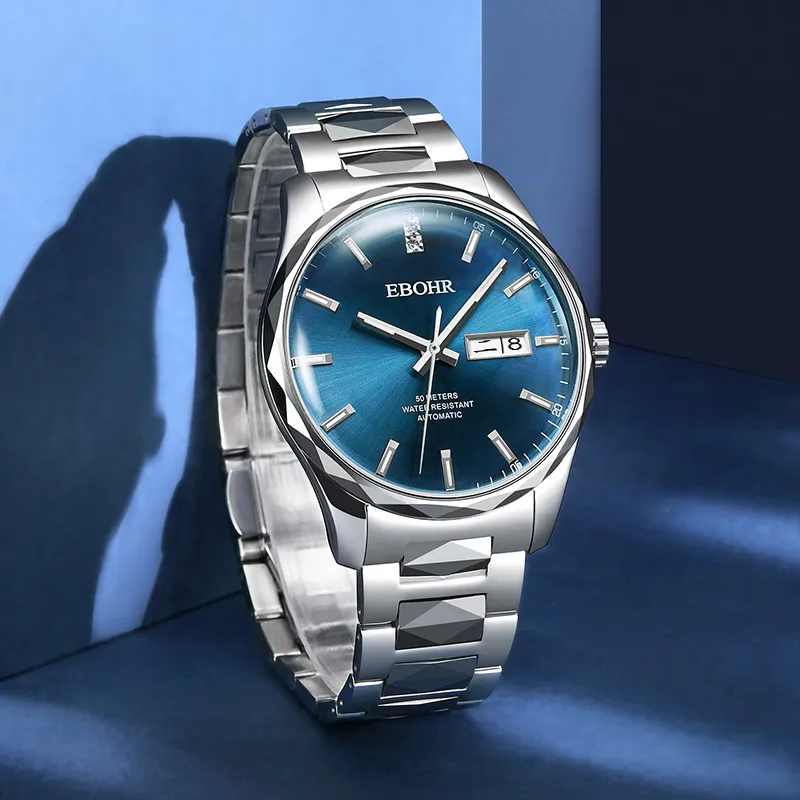 EBOHR EBOHR Master Collection Mechanical Movement Stainless Steel Strap Watch Men's Watches Blue Dial-2