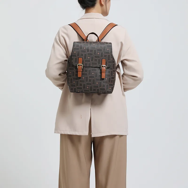 Zatchels Backpacks Dark Brown Monogram Color-5