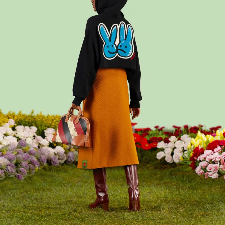 GUCCI Graffiti print Cropped Hoodie-2