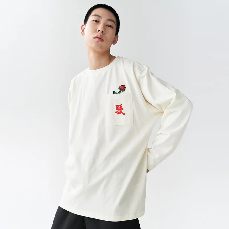 Nengmao Store Drop Shoulder Sleeve T-Shirt Unisex Ecru-2