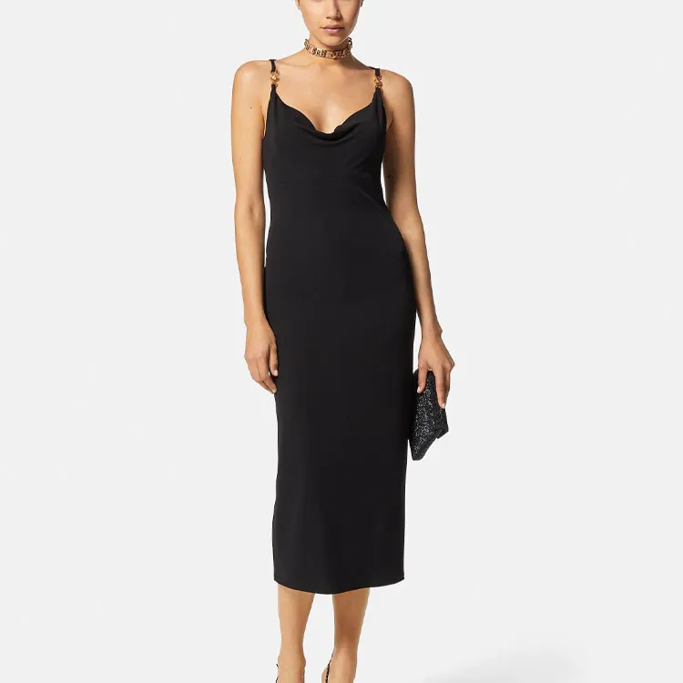 VERSACE Medusa Cowl Neck Midi Dress-1