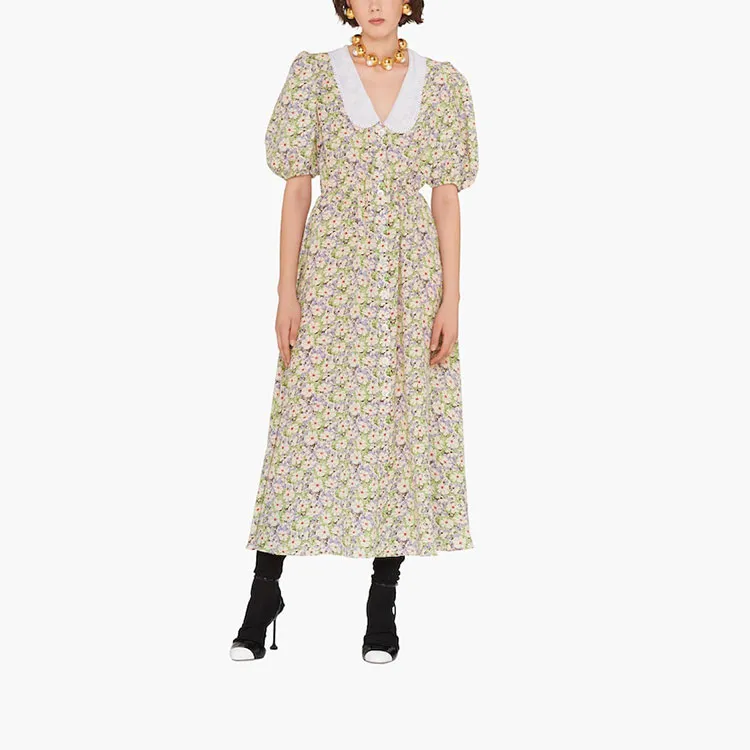 MIU MIU Short Sleeved Dress Women's Yellow-1