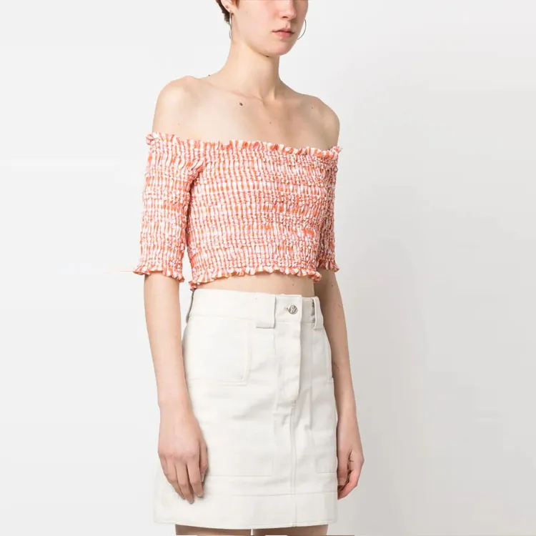KENZO Off shoulder Gingham Top-3