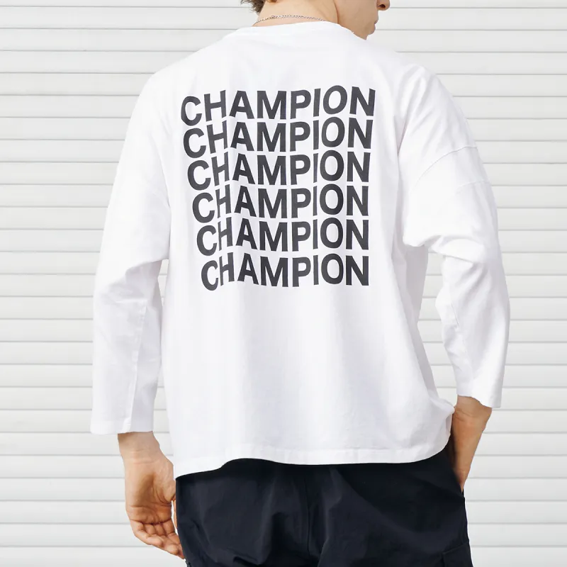 Champion Straight Long Sleeved T Shirt Japan Version Unisex-2