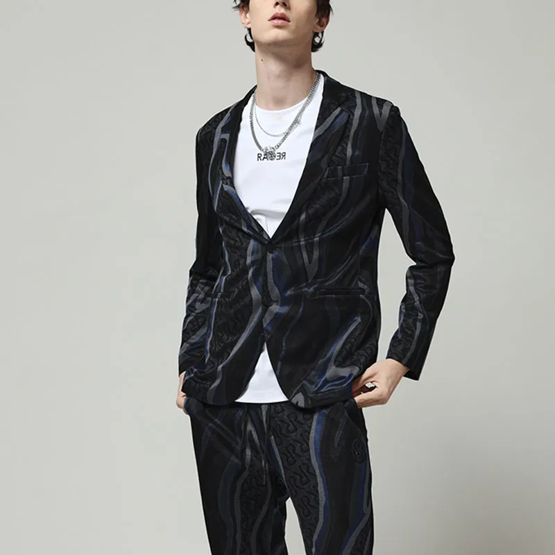 RARE Casual Suit Men's Black Blue-3